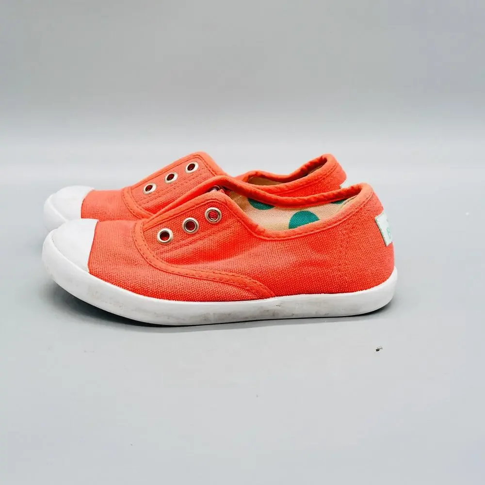 Mini Boden Shoes Girls 10 EU 27 Orange Canvas Slip On Flats Casual Sneakers
